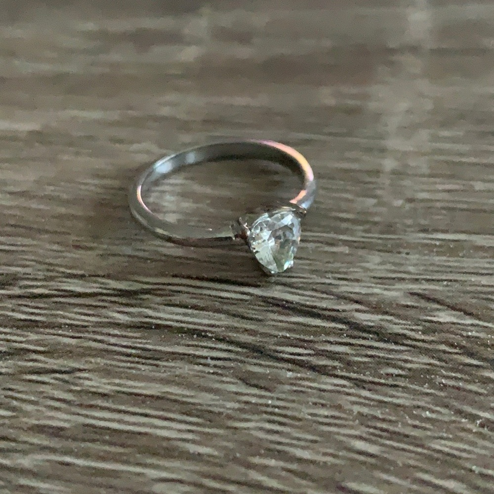 Silver Heart Diamond Half Ring